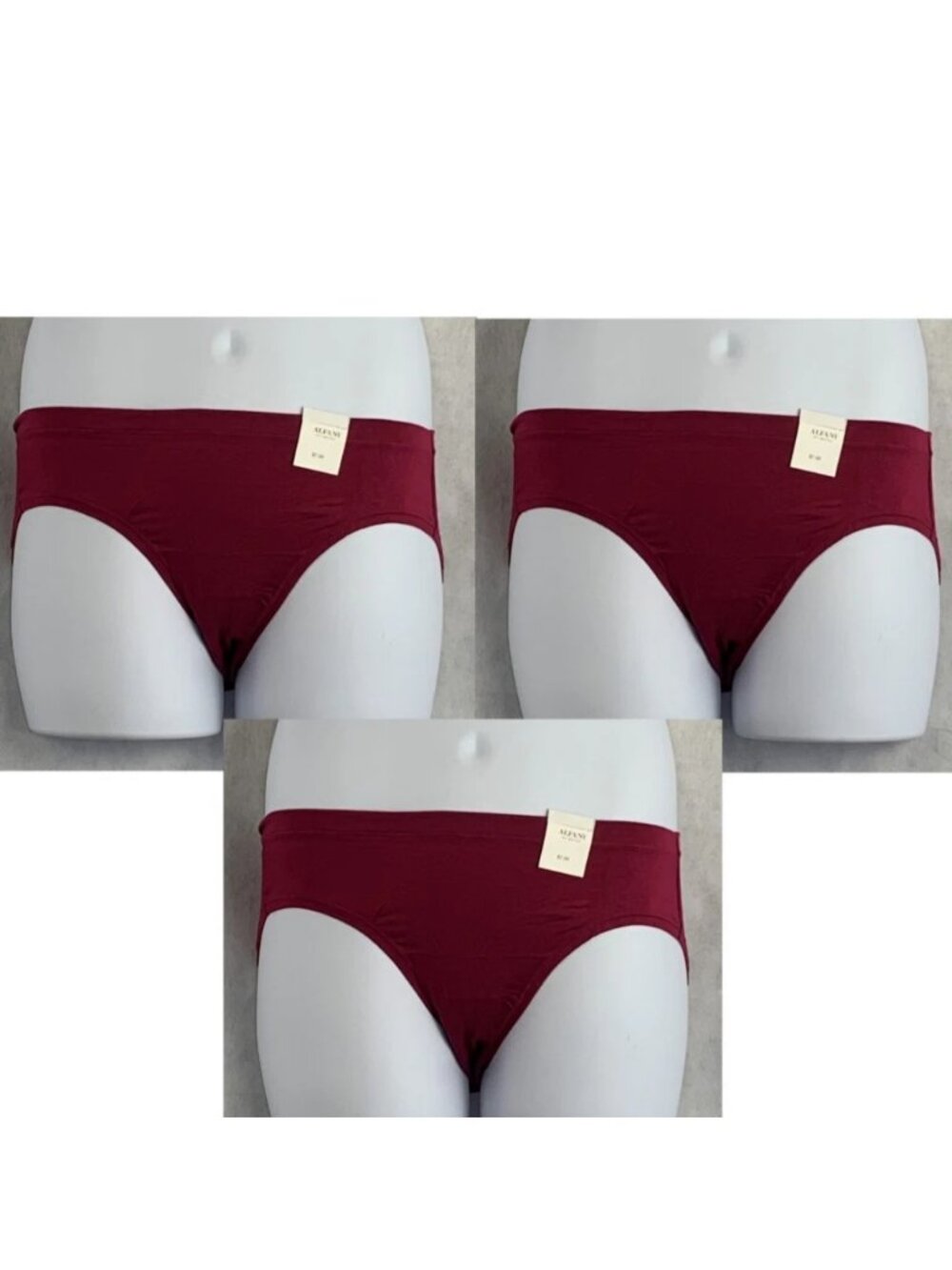 Alfani Women's Plus Size 3-Pack Soft Rayon Bikini Panty, Beet Red, 1X